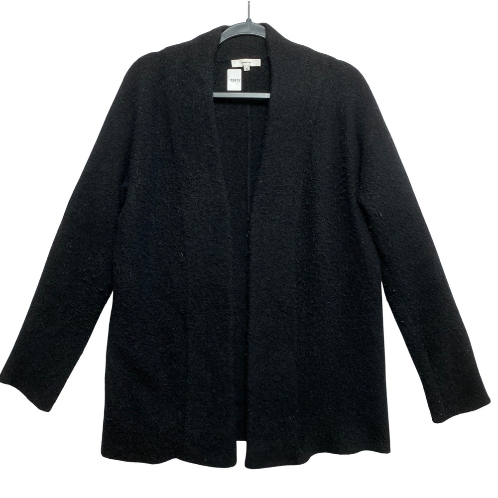 Vince Cardigan Womens XS Black Wool Alpaca Open Front Boiled Knit Layer